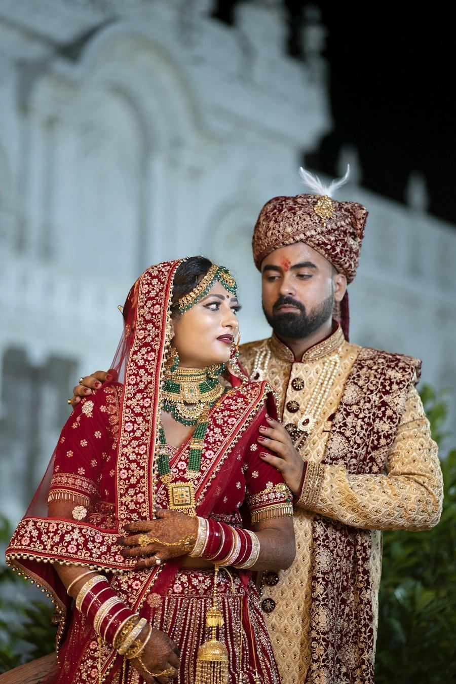 Couple in traditional wedding attire